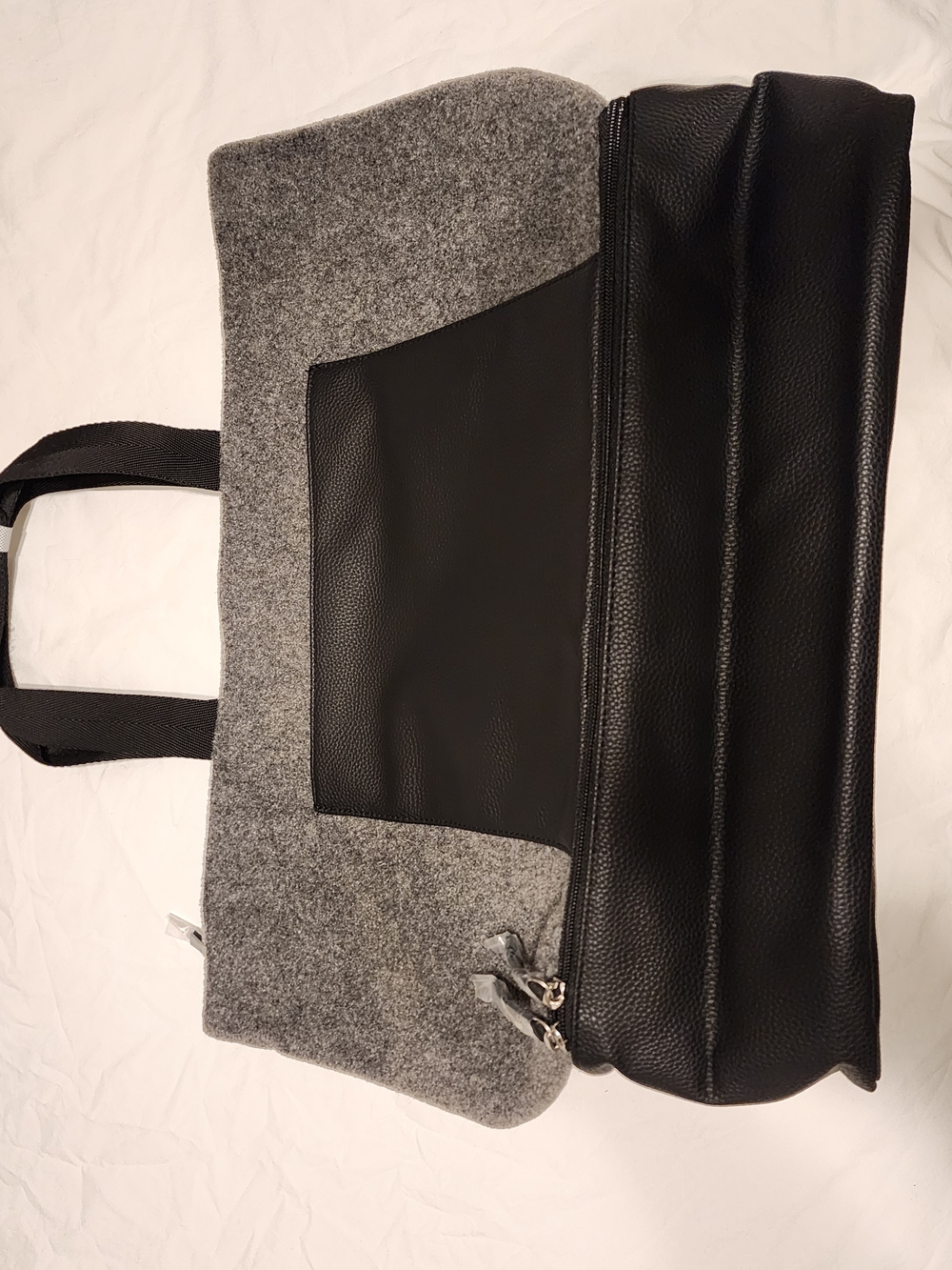 Gray and Black Women's Tote Bag - Modern Two-Tone Design